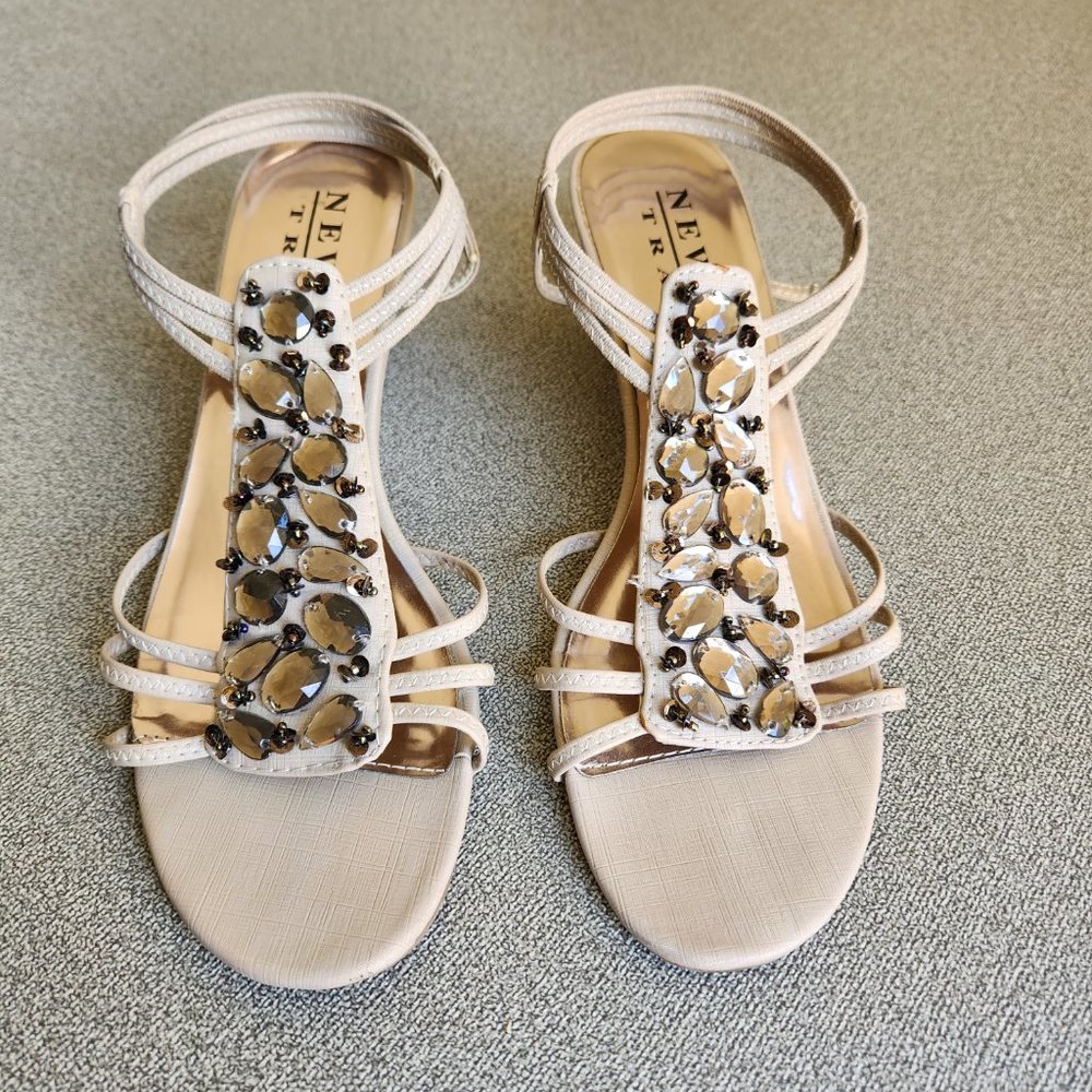 New York Transit wedge sandals that glitter and sparkle